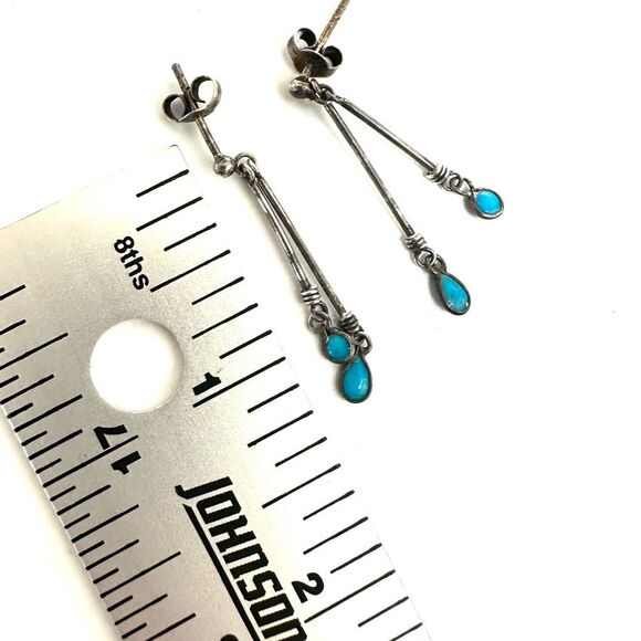 Sterling silver turquoise drop earrings - Picture 8 of 9